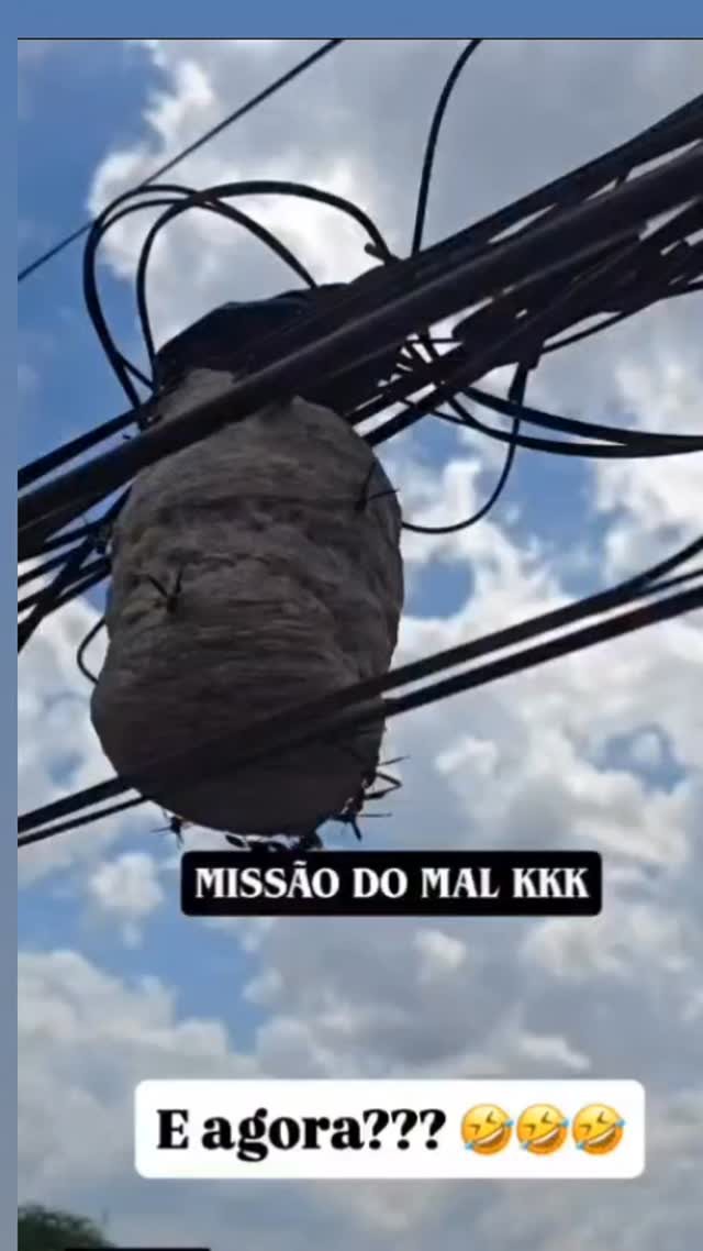 Emaranhado de cabos aéreos contra o céu
